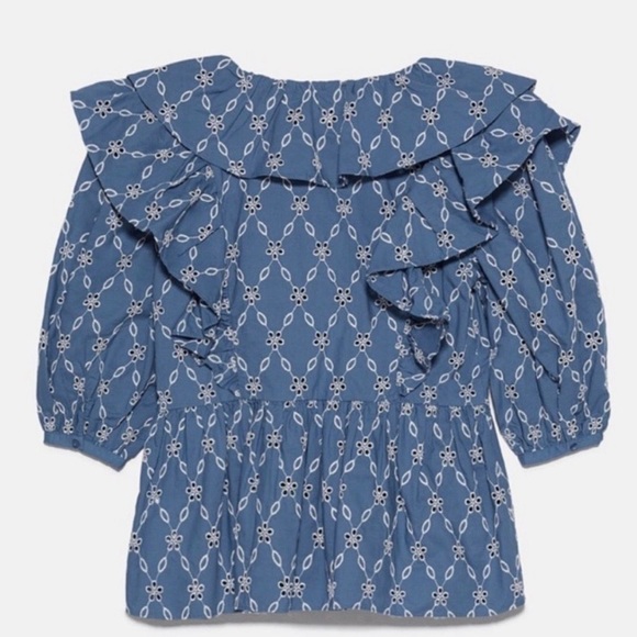 NWT ZARA Embroidered Openwork Blouse - Picture 2 of 10